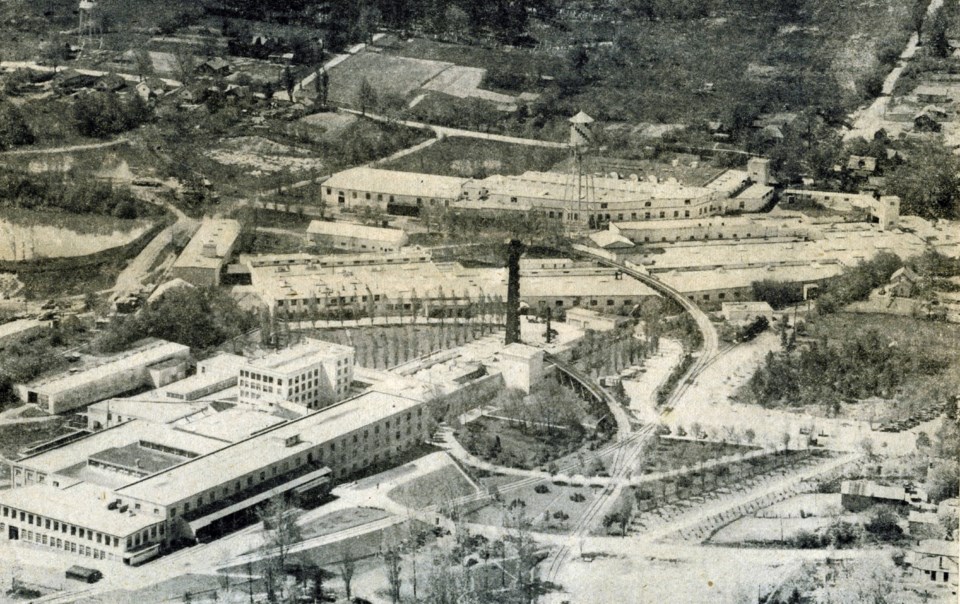 an old black and white photo of the tannery in Acton